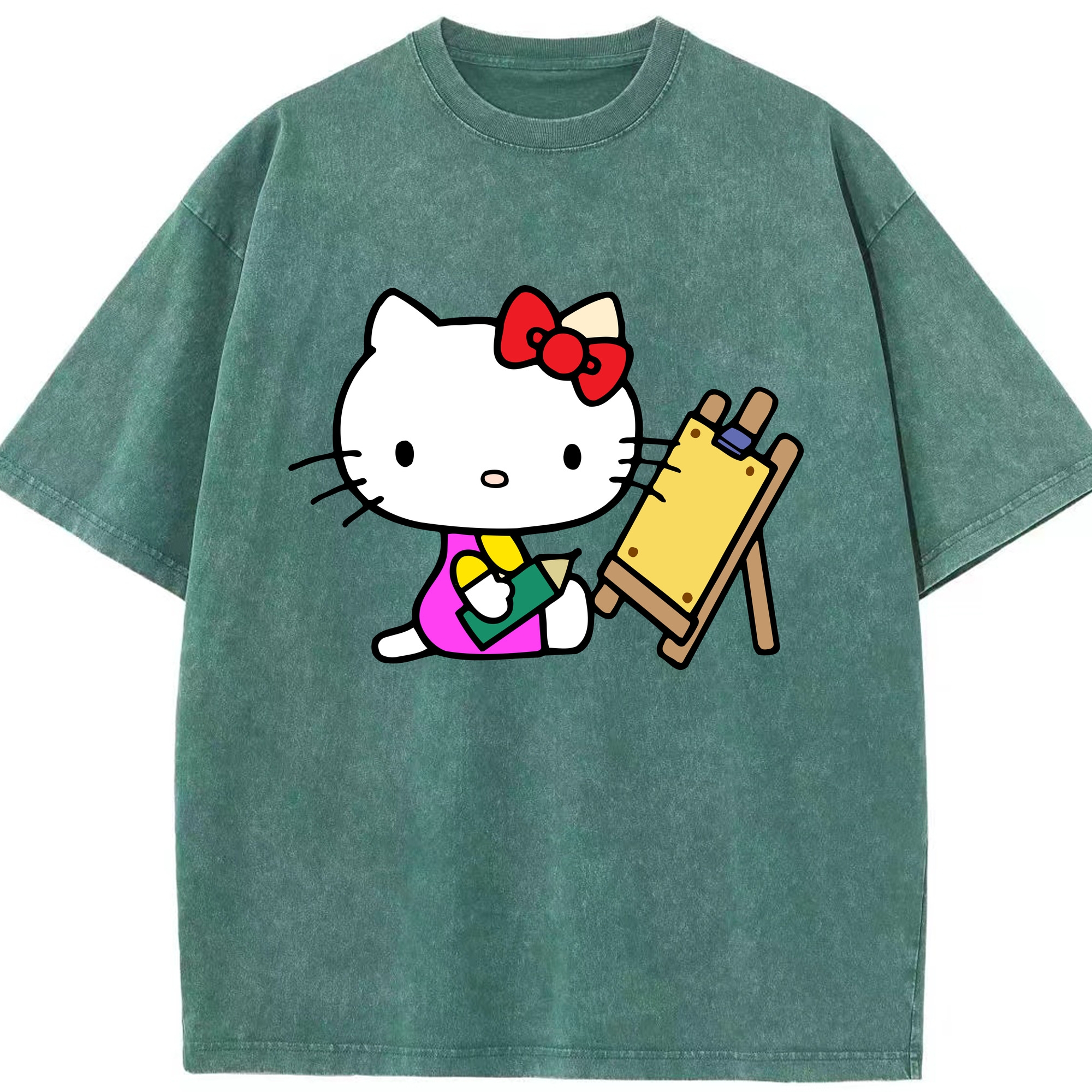 （画像用） Hello Kitty ハローキティ 綿100% ヴィンテージ風 半袖Tシャツ（フロントプリント）